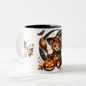Tasse 2 Couleurs Halloween Teddy Bear Assistant Vacances (Devant gauche)