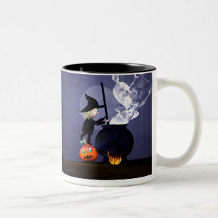 Tasse 2 Couleurs Halloween Witch et Cauldron