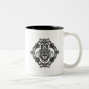 Tasse 2 Couleurs Hamsa avec le griffonnage ethnique d'ornements