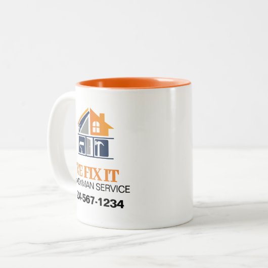 Tasse 2 Couleurs Handyman Service Publicité (Devant gauche)