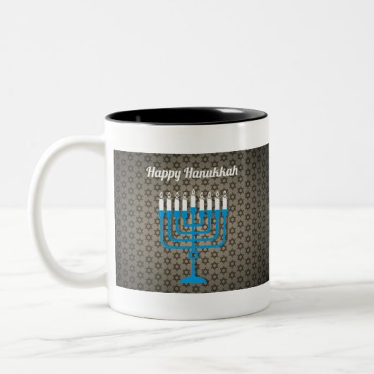 Tasse 2 Couleurs hanoukka noir heureux (Gauche)