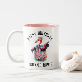 Tasse 2 Couleurs Happy Birthday You Old Hippie Seventies Retro