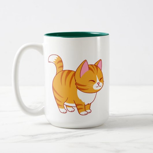 Tasse 2 Couleurs Happy Cat Orange Tabby (Gauche)