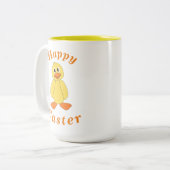 Tasse 2 Couleurs "Happy EASTER" Joli Petit Canard Jaune Orange Text (Devant gauche)