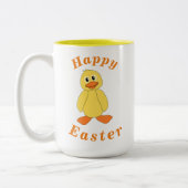 Tasse 2 Couleurs "Happy EASTER" Joli Petit Canard Jaune Orange Text (Gauche)