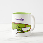 Tasse 2 Couleurs Happy green iguana cartoon (Devant droit)