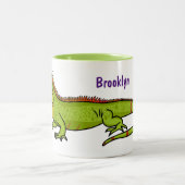 Tasse 2 Couleurs Happy green iguana cartoon (Centre)