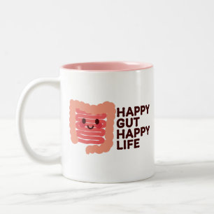 Tasse 2 Couleurs Happy Gut, Happy Life - Intérieur souriant mignon