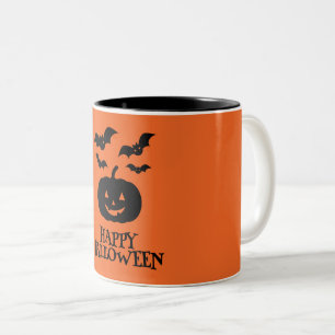 Tasse 2 Couleurs Happy Halloween Citrouille Bat Minimal