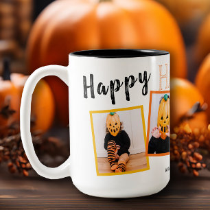 Tasse 2 Couleurs Happy Halloween Monogrammed Photo Collage