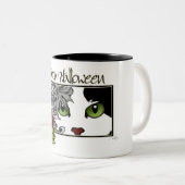 Tasse 2 Couleurs Happy Halloween Noir 'n Chat Blanc (Devant droit)