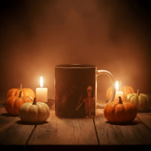 Tasse 2 Couleurs Happy Halloween Peace Skeleton design