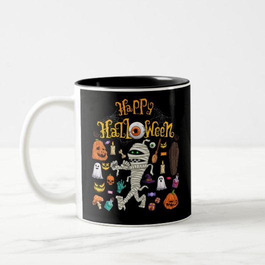 Tasse 2 Couleurs Happy Halloween Scary Retro (Gauche)