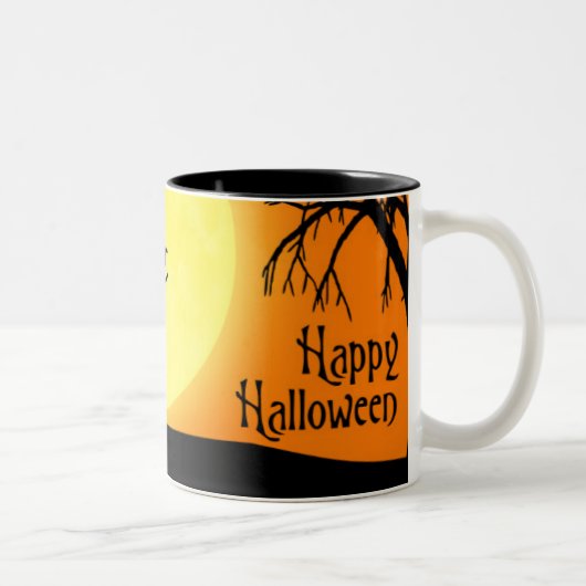 Tasse 2 Couleurs Happy Halloween Silhouette paysage (Droit)