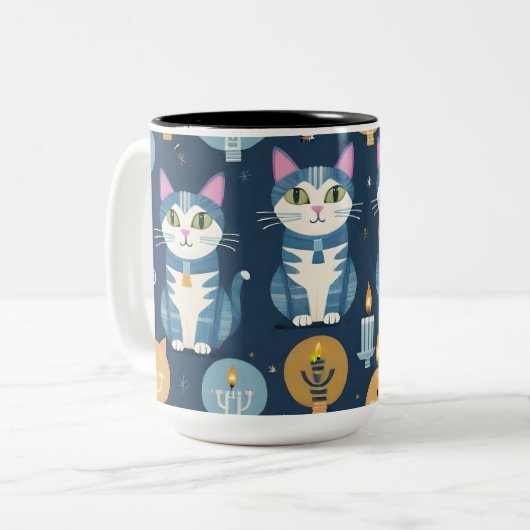 Tasse 2 Couleurs Happy Hanukah (Chanukah) Kitties (Devant gauche)