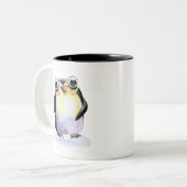 Tasse 2 Couleurs Happy Penguin aquarelle illustration Collectible (Devant gauche)