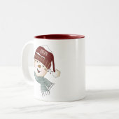 Tasse 2 Couleurs Happy Snowman Nom personnalisé (Devant gauche)