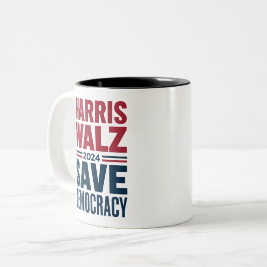 Tasse 2 Couleurs Harris Walz sauve la démocratie (Devant gauche)