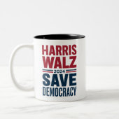 Tasse 2 Couleurs Harris Walz sauve la démocratie (Gauche)