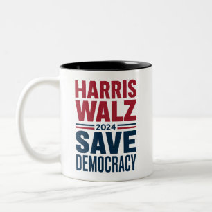 Tasse 2 Couleurs Harris Walz sauve la démocratie