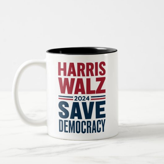 Tasse 2 Couleurs Harris Walz sauve la démocratie (Gauche)