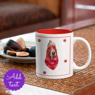 Tasse 2 Couleurs Heart Paws Basset Hound Valentine's Day Cadeau Chi