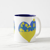 Tasse 2 Couleurs Heart Ukraine Flag With Sunflowers (Devant droit)