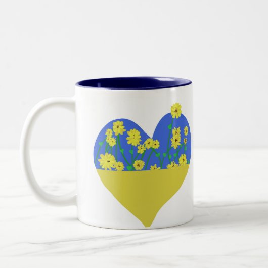 Tasse 2 Couleurs Heart Ukraine Flag With Sunflowers (Gauche)