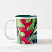 Tasse 2 Couleurs Heliconia Lobster Claw fleur d'aquarelle tropicale (Gauche)