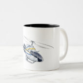 Tasse 2 Couleurs Hélicoptère de dessin (Devant droit)