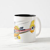 Tasse 2 Couleurs Hélicoptère de dessin (Devant droit)