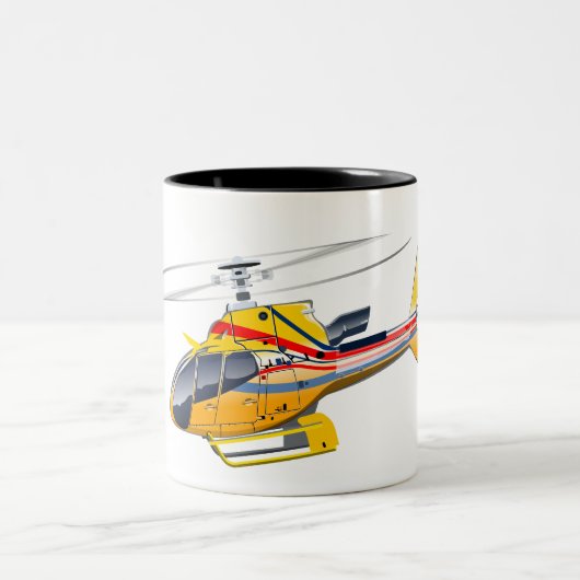 Tasse 2 Couleurs Hélicoptère de dessin (Centre)