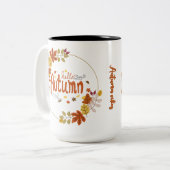 Tasse 2 Couleurs Hello Autumn with Leaf Design (Devant gauche)