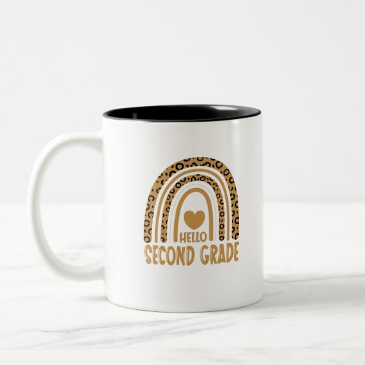 Tasse 2 Couleurs Hello Second Grade-Leopard Rainbow-Back to School (Gauche)