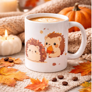 Tasse 2 Couleurs Hérisson d'automne mignon - Kawaii animaux de forê