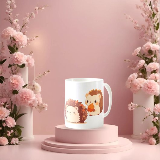 Tasse 2 Couleurs Hérisson d'automne mignon - Kawaii animaux de forê