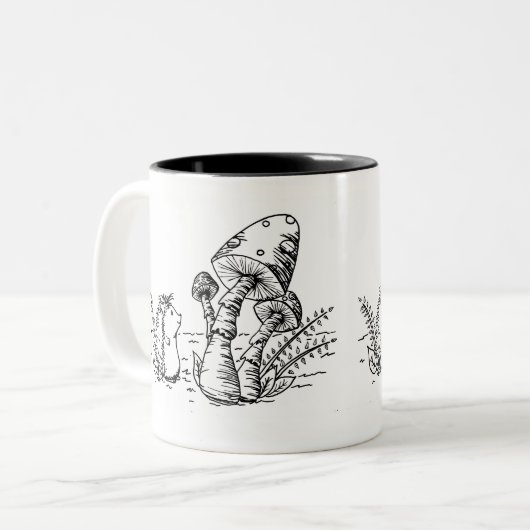 Tasse 2 Couleurs Hérisson et champignons (Devant gauche)