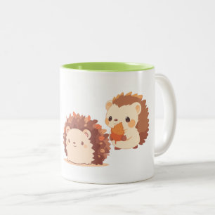 Tasse 2 Couleurs Hérissons Mignons d'Automne – Animaux de Forêt Kaw