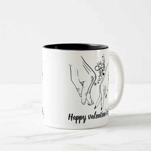 Tasse 2 Couleurs heureuse Sainte-Valentin (Devant droit)