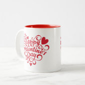 Tasse 2 Couleurs Heureuse Sainte-Valentin moderne rouge (Devant gauche)
