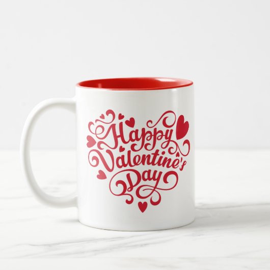 Tasse 2 Couleurs Heureuse Sainte-Valentin moderne rouge (Gauche)