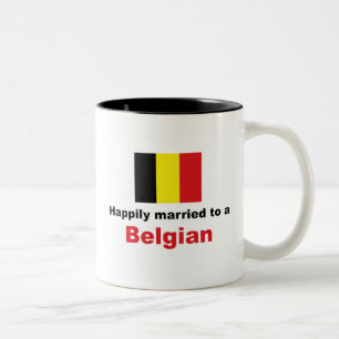 Tasse 2 Couleurs Heureusement marié à un Belge
