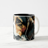 Tasse 2 Couleurs Heureux Beagle (Devant droit)