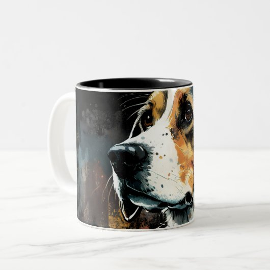 Tasse 2 Couleurs Heureux Beagle (Devant gauche)