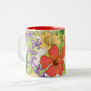 Tasse 2 Couleurs Hibiscus et orchidées hawaïens tropicaux de Keleah