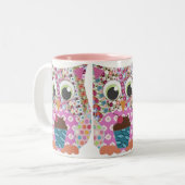 Tasse 2 Couleurs Hibou de rose de correction d'application (Devant gauche)