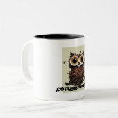 Tasse 2 Couleurs Hibou d'intoxiqué de café (Devant gauche)