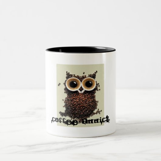 Tasse 2 Couleurs Hibou d'intoxiqué de café (Centre)