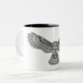 Tasse 2 Couleurs Hibou Zendoodle de vol (Devant gauche)