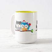 Tasse 2 Couleurs Hiboux dans l'amour (Devant gauche)